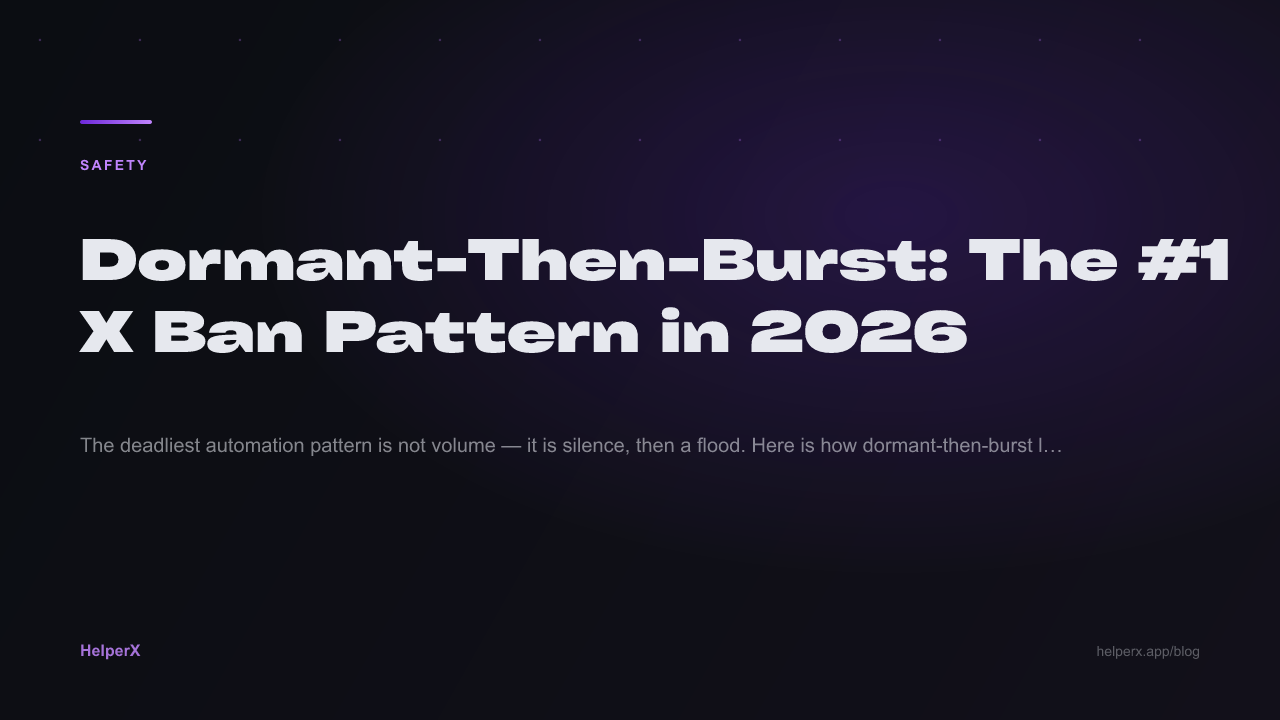 Dormant-then-burst: главный бан-паттерн на X в 2026