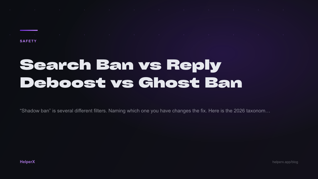 X shadowban 유형 2026: 검색, 제안 및 유령 차단