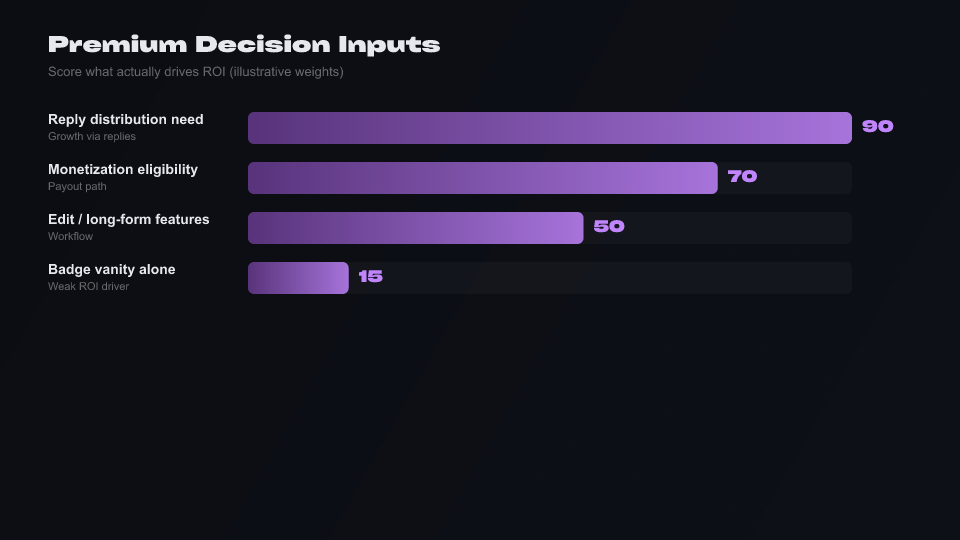 Infographic: operator ROI checklist for X Premium and Premium+ versus vanity spend